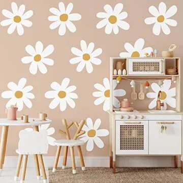 Daisy Wall Decals - 12 Cute Flower Stickers for Home