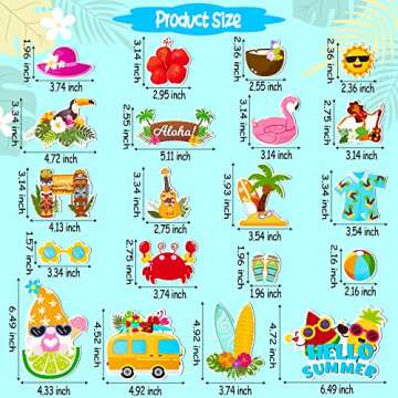 20Pcs Summer Beach Magnet Car Decorations | Waterproof Tropical Hawaii Magnets