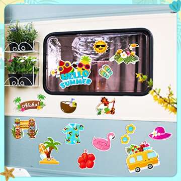 20 Summer Beach Magnet Decorations - Tropical Car Stickers