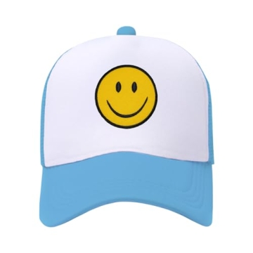 lycycse Smile Face Trucker Hat Retro Mesh Baseball Cap with Smile Patch Foam Neon High Crown Y2K Hat...