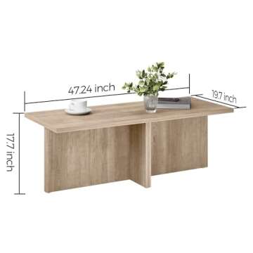 Luoxiao Rectangle Coffee Table 47 inch Modern Coffee Table for Living Room Scandinavian Center Table...