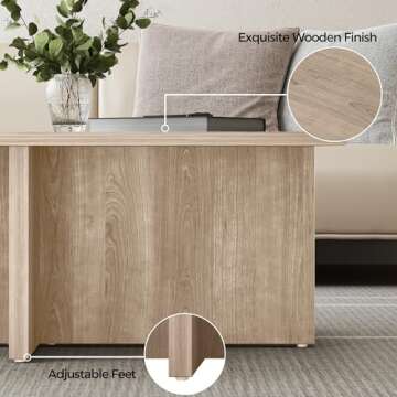Luoxiao Rectangle Coffee Table 47 inch Modern Coffee Table for Living Room Scandinavian Center Table Minimalist Tea Table Low Table Tatami Table Zen Coffee Table (Wood)