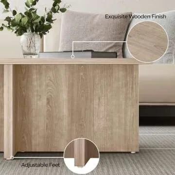 Luoxiao Rectangle Coffee Table 47 inch Modern Coffee Table for Living Room Scandinavian Center Table Minimalist Tea Table Low Table Tatami Table Zen Coffee Table (Wood)