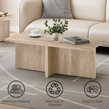 Luoxiao Rectangle Coffee Table 47 inch Modern Coffee Table for Living Room Scandinavian Center Table Minimalist Tea Table Low Table Tatami Table Zen Coffee Table (Wood)