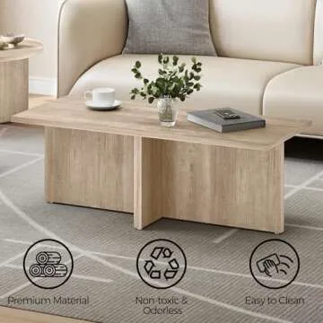 Luoxiao Rectangle Coffee Table 47 inch Modern Coffee Table for Living Room Scandinavian Center Table Minimalist Tea Table Low Table Tatami Table Zen Coffee Table (Wood)