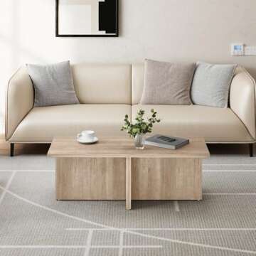 Luoxiao Rectangle Coffee Table 47 inch Modern Coffee Table for Living Room Scandinavian Center Table Minimalist Tea Table Low Table Tatami Table Zen Coffee Table (Wood)