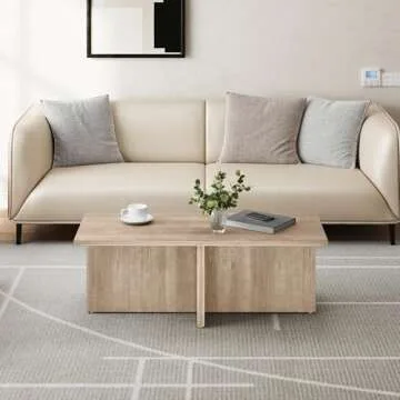 Luoxiao Rectangle Coffee Table 47 inch Modern Coffee Table for Living Room Scandinavian Center Table Minimalist Tea Table Low Table Tatami Table Zen Coffee Table (Wood)