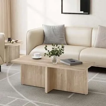 Luoxiao Rectangle Coffee Table 47 inch Modern Coffee Table for Living Room Scandinavian Center Table Minimalist Tea Table Low Table Tatami Table Zen Coffee Table (Wood)