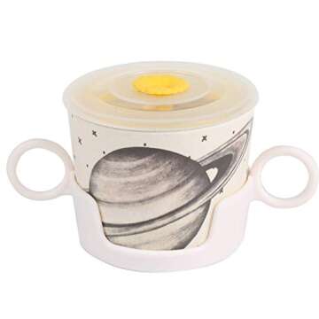 shopwithgreen 7Pcs/Set Bamboo Kids Dinnerware Set - Children Dishes - Food Plate Bowl Cup Spoon Fork Set Dishware, Cartoon Tableware, Dishwasher Safe Kids Healthy Mealtime, BPA Free