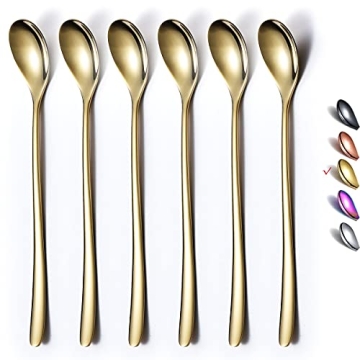 Gold Long Handle Spoon Set – Elegant Coffee & Cocktail Stirrers