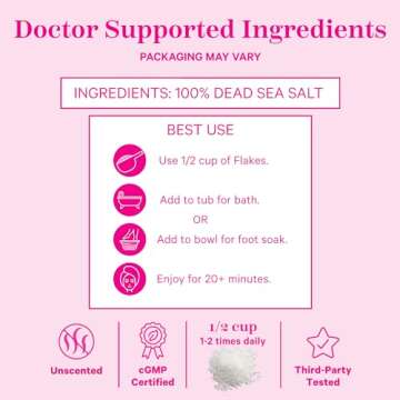 Pink Stork Pregnancy Bath Flakes: Magnesium Bath Salts for Pregnant Women, Dead Sea Salts for Soaking in Bath or Foot Soak, Pregnancy Must Haves, Unscented Without Parabens or Fragrance, 2 lbs