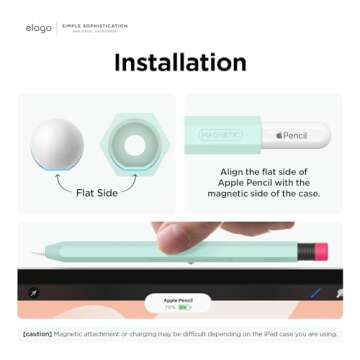 elago Compatible with Apple Pencil Pro Case & Apple Pencil 2nd Generation Case, Compatible with Magnetic Charging, Double Tap, Squeeze, Haptic (Must Read Installation Instructions) [Mint]