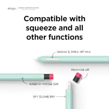 elago Compatible with Apple Pencil Pro Case & Apple Pencil 2nd Generation Case, Compatible with Magnetic Charging, Double Tap, Squeeze, Haptic (Must Read Installation Instructions) [Mint]