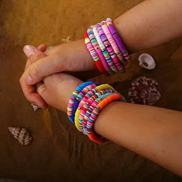 Feixun Heishi Surfer Bracelet Set for Summer Fun