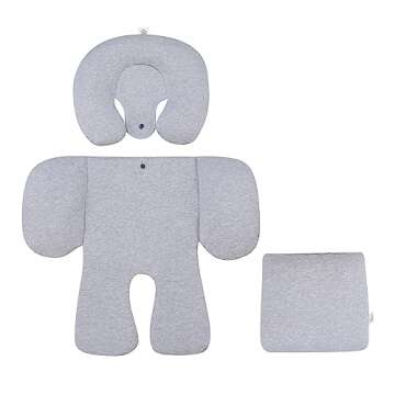 JYOKO Kids Reducer Cushion Infant Head & Baby Body Support Antiallergic 100% Cotton (Head, Body and Back Support, Grey Stone) 3 Parts