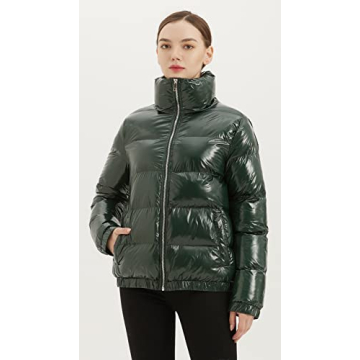 Dina Weis Women’s Casual Quilted Shiny Puffer Jacket