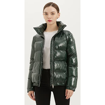 Dina Weis Women’s Casual Quilted Shiny Puffer Jacket