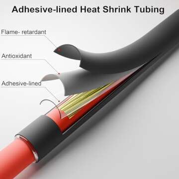 RockDIG 74PCS 1 3/4 1/2 3/8 Inch 3:1 Heat Shrink Tubing Assortment Kit Double-Wall Adhesive Lined Marine Grade Industrial Heat-Shrink Wrap Wire Tubing Black Red