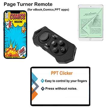 Bluetooth Kindle Page Turner Remote for iPad - Can Also be Tiktok Remote, Camera Remote, Music Remot...
