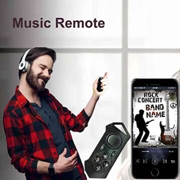Bluetooth Kindle Page Turner Remote for iPad - Can Also be Tiktok Remote, Camera Remote, Music Remote and Powerpoint Remote Clicker for iPhone，Gifts for Him