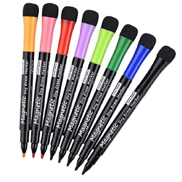 LivDeal Magnetic Dry Erase Markers - Fine Tip, Assorted Colors, 8 Pack, Low Odor Whiteboard markers ...