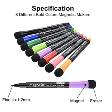 LivDeal Magnetic Dry Erase Markers - Safe, Vibrant, 8 Pack