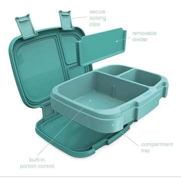 Bentgo Fresh (Blue/Green 2 PACK) - New & Improved Leak-Proof, Versatile 4-Compartment Bento-Style Lu...