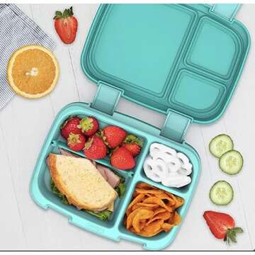 Bentgo Fresh (Blue/Green 2 PACK) - New & Improved Leak-Proof, Versatile 4-Compartment Bento-Style Lunch Box