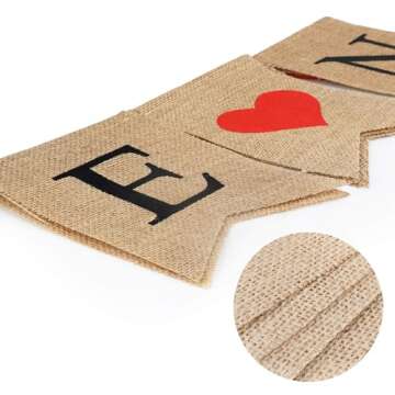 Valentine’s Day Burlap Banner with Heart Garland Decor