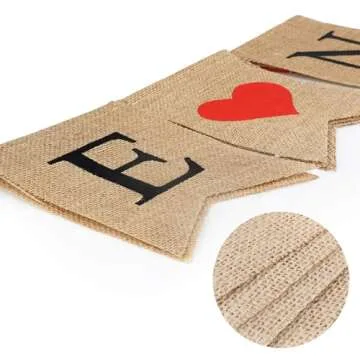 Valentine’s Day Burlap Banner with Heart Garland Decor