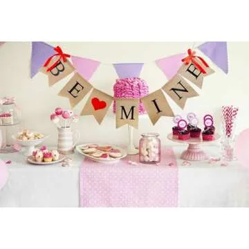 Valentine’s Day Burlap Banner with Heart Garland Decor