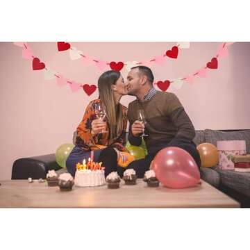 Valentine’s Day Burlap Banner with Heart Garland Decor