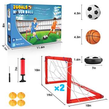 Growsland Boy Toys Hover Soccer Ball with 2 Goals, Indoor Soccer Gifts for Boys, LED Hover Ball with...