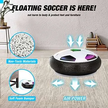 Growsland Boy Toys Hover Soccer Ball with 2 Goals, Indoor Soccer Gifts for Boys, LED Hover Ball with Foam Bumper Inflatable Soccer Toys for 3 4 5 6 7 8 9 10+ Years Old Girls Boys