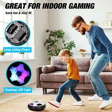 Growsland Boy Toys Hover Soccer Ball with 2 Goals, Indoor Soccer Gifts for Boys, LED Hover Ball with Foam Bumper Inflatable Soccer Toys for 3 4 5 6 7 8 9 10+ Years Old Girls Boys