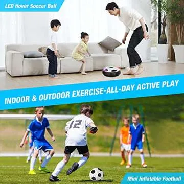 Growsland Boy Toys Hover Soccer Ball with 2 Goals, Indoor Soccer Gifts for Boys, LED Hover Ball with Foam Bumper Inflatable Soccer Toys for 3 4 5 6 7 8 9 10+ Years Old Girls Boys