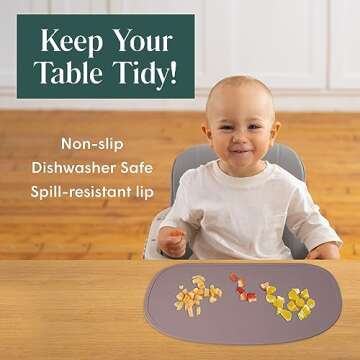 Simka Rose Silicone Baby Placemats That Stick to Table - Non Slip with Raised Edges - Dishwasher Saf...