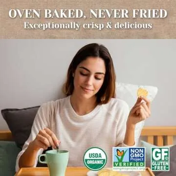 Edward & Son's Organic Unsalted Plain Brown Rice Snaps – Oven Baked, Whole Grain, Gluten Free, No Added Oils, Non-GMO Project Verified, USDA Organic – 3.5 Oz (Pack of 12)