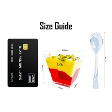 Blissful Dining BLISSFUL DINING 50 Counts 3oz Square Clear Plastic Dessert Cups with 50 Counts Clear...
