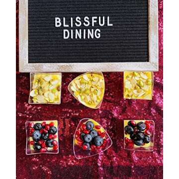 Blissful Dining BLISSFUL DINING 50 Counts 3oz Square Clear Plastic Dessert Cups with 50 Counts Clear Plastic Spoons. (3 Ounces, 50 Serving Cups and Spoons), 3 oz