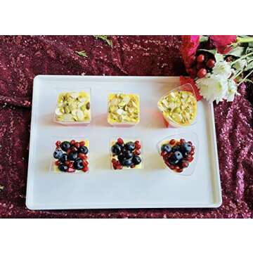 Blissful Dining BLISSFUL DINING 50 Counts 3oz Square Clear Plastic Dessert Cups with 50 Counts Clear Plastic Spoons. (3 Ounces, 50 Serving Cups and Spoons), 3 oz