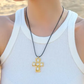 GIGB PBDK Unique Crystal Cross Statement Necklace