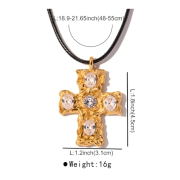 GIGB PBDK Unique Crystal Cross Statement Necklace