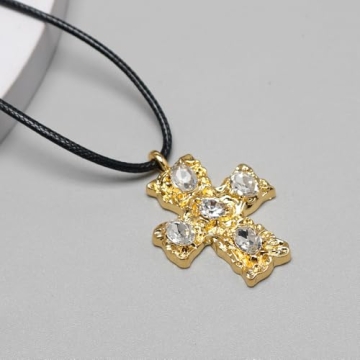 GIGB PBDK Unique Crystal Cross Statement Necklace