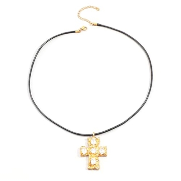 GIGB PBDK Unique Crystal Cross Statement Necklace