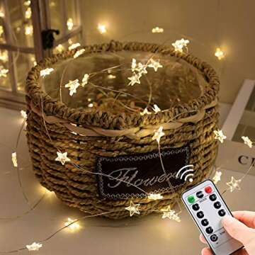Twinkle Star String Lights 40 LED Spring Garden Decorative Indoor Outdoor Fairy Light USB & Battery Operated Lights 13ft Waterproof Lights with Remote Control for Festival Party Bedroom Decoration