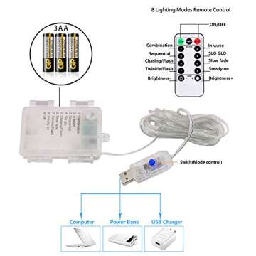 Twinkle Star String Lights 40 LED Spring Garden Decorative Indoor Outdoor Fairy Light USB & Battery Operated Lights 13ft Waterproof Lights with Remote Control for Festival Party Bedroom Decoration