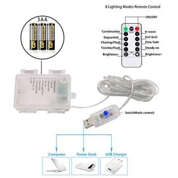 Twinkle Star String Lights 40 LED Spring Garden Decorative Indoor Outdoor Fairy Light USB & Battery Operated Lights 13ft Waterproof Lights with Remote Control for Festival Party Bedroom Decoration