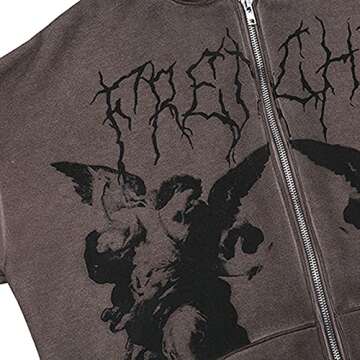 KOSUSANILL Women Y2k Zip Up Hoodie Vintage Graphic Print Goth Oversized Sweatshirt Aesthetic Teen Gi...