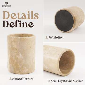 SPESHSTONES Utensil Holder 6.5'' Inches Travertine Handmade Spoon Caddy Countertop - Kitchen Utensil set Organizer, Flatware Chopstick Canister, Utensil Holder Home Accessories